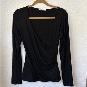 Black Wrap Blouse with Full Sleeves